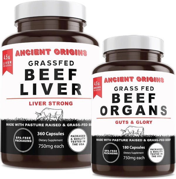 Grass Fed Beef Organs (180 Count) and Liver (360 Count)