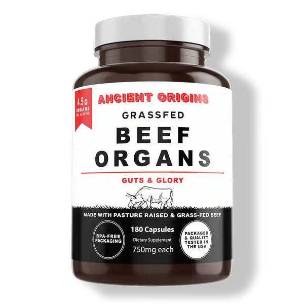 Grass Fed Beef Organs: Liver, Bone Marrow, Heart, Spleen (180 capsules, 750 mg each)