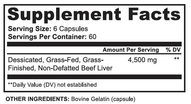 Ancient Origins Grass Fed Beef Liver 4500 mg (360 Capsules, 750mg Each) - Desiccated Beef Organ Supplement, 100% Pasture-Raised Cattle, Freeze Dried Undeffated Liver Powder Capsules, 60-Day Supply
